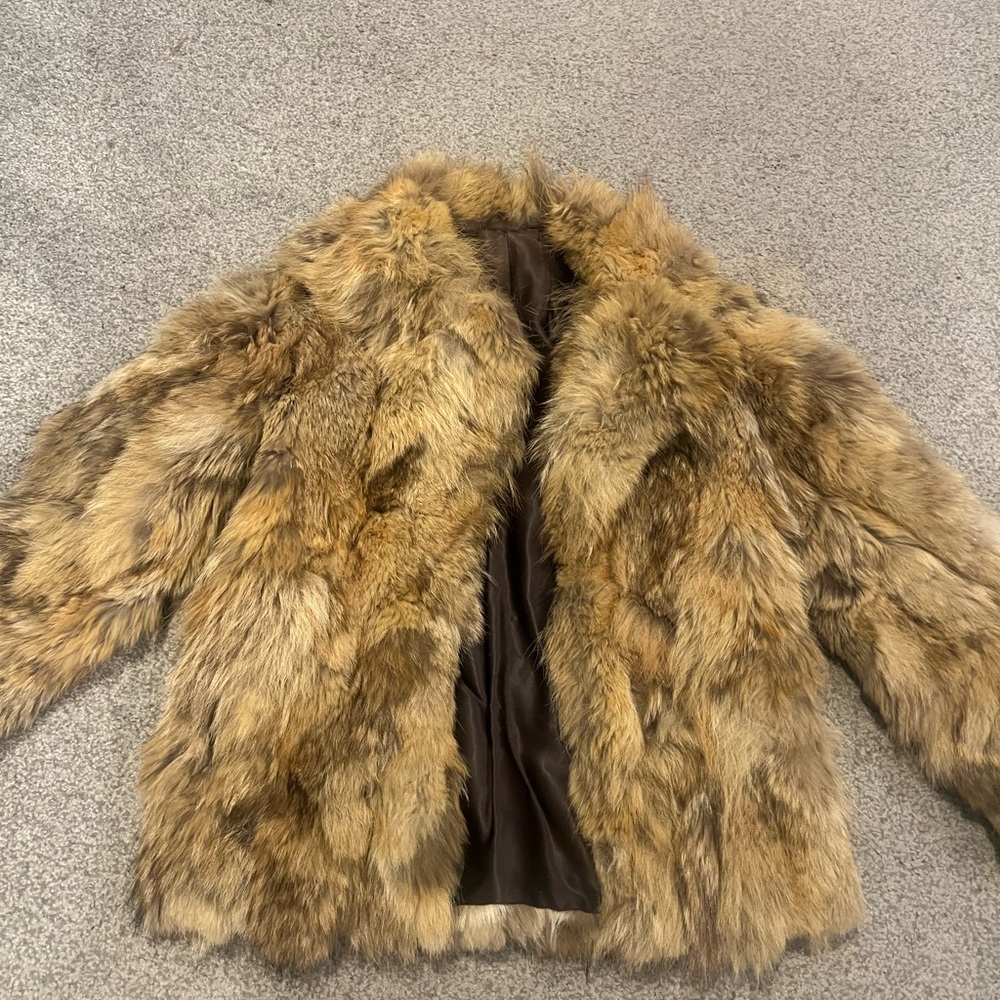 Women's vintage real Fox Fur Coat - Brown